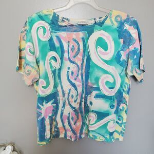 Vintage VC Torias Art to Wear Hand Painted 100% Cotton One Size 1996 Signed